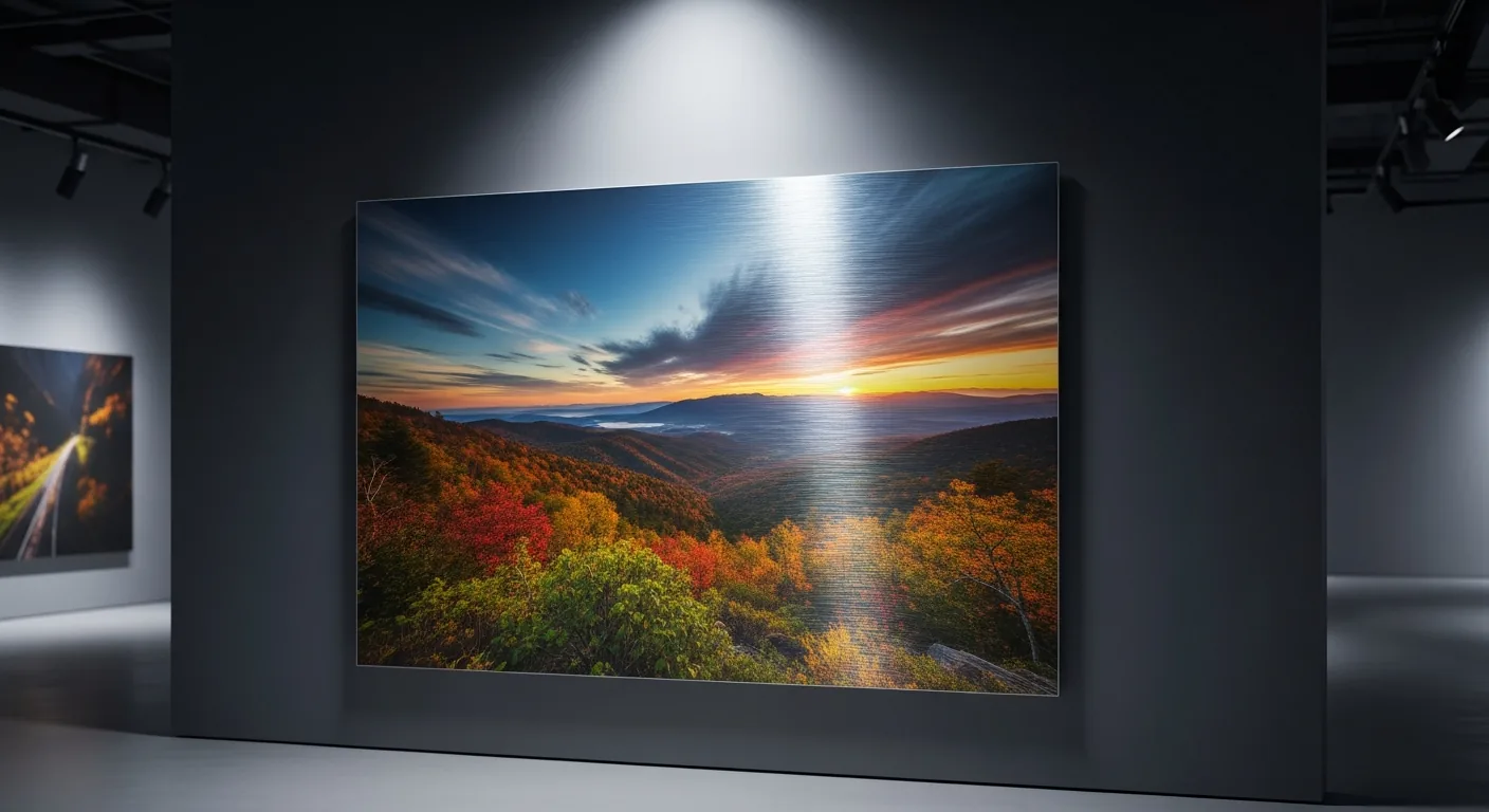Gallery-grade metal print displayed on a wall