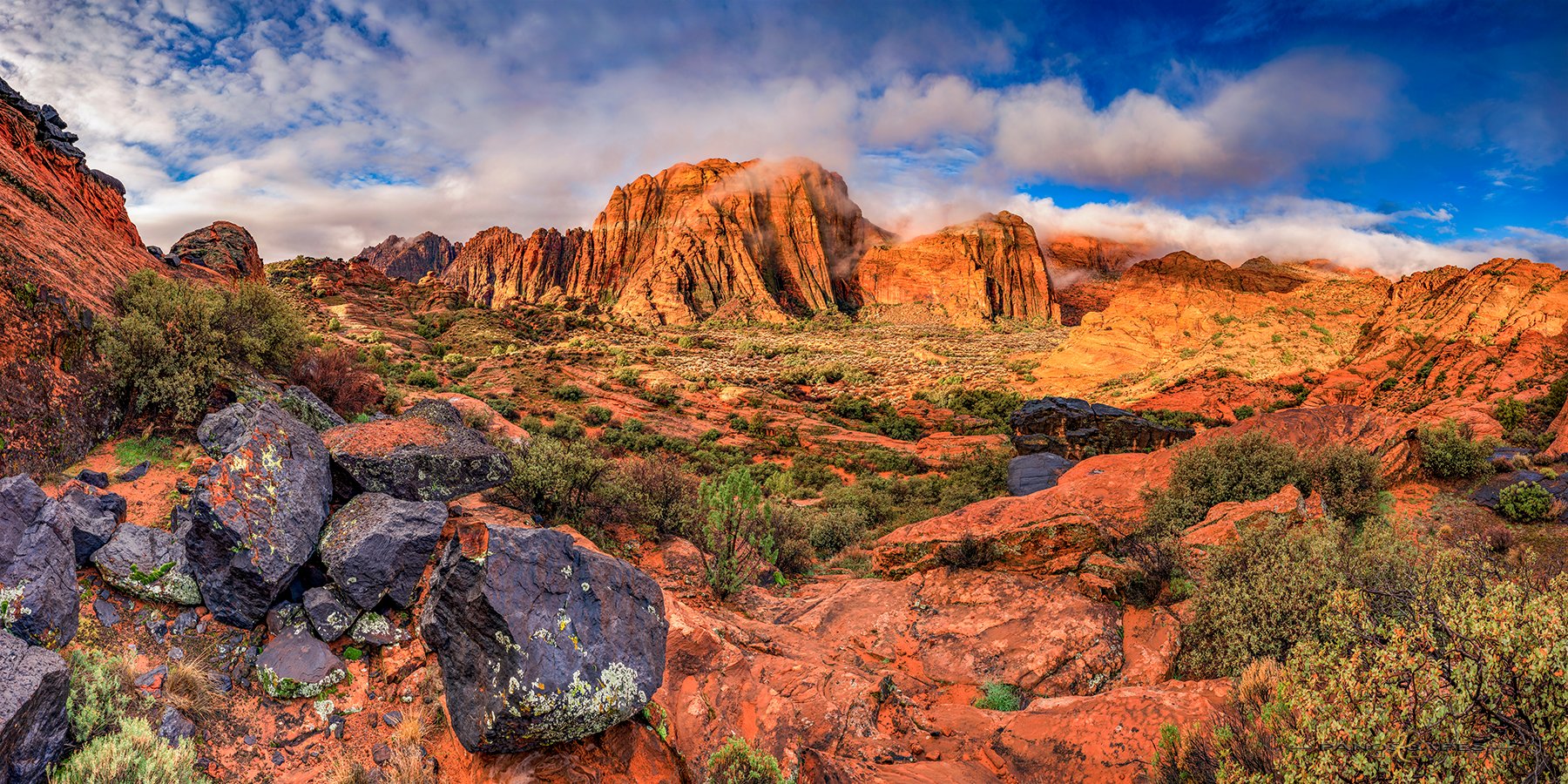 Monsoon Clouds Over Snow Canyon at Sunrise by Edwin R Schottstaedt 