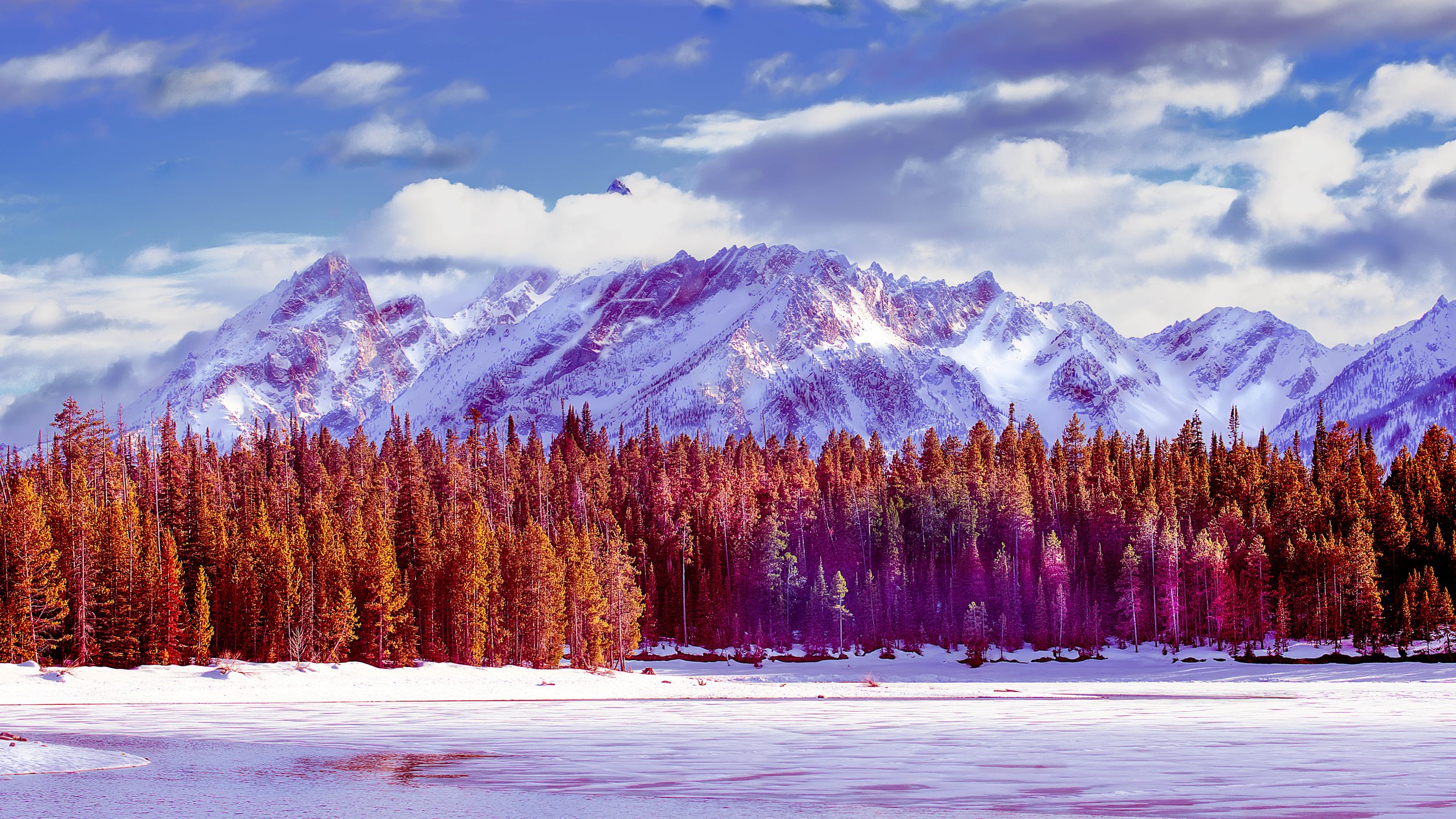 Wyoming Grand Teton frozen lake by Lar's Photos