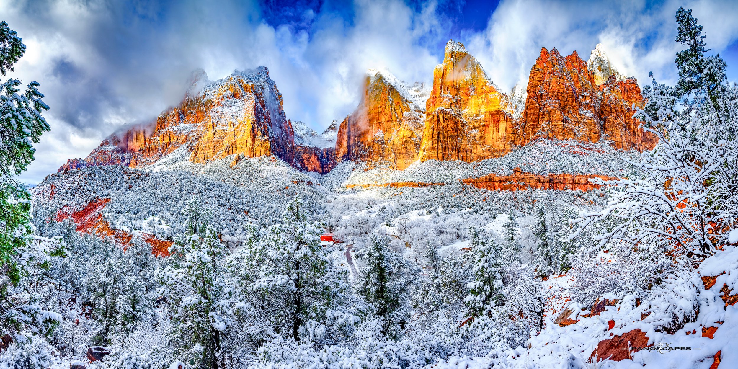 Sunrise Storm Over Zion’s Court of Patriarchs by Edwin R Schottstaedt 