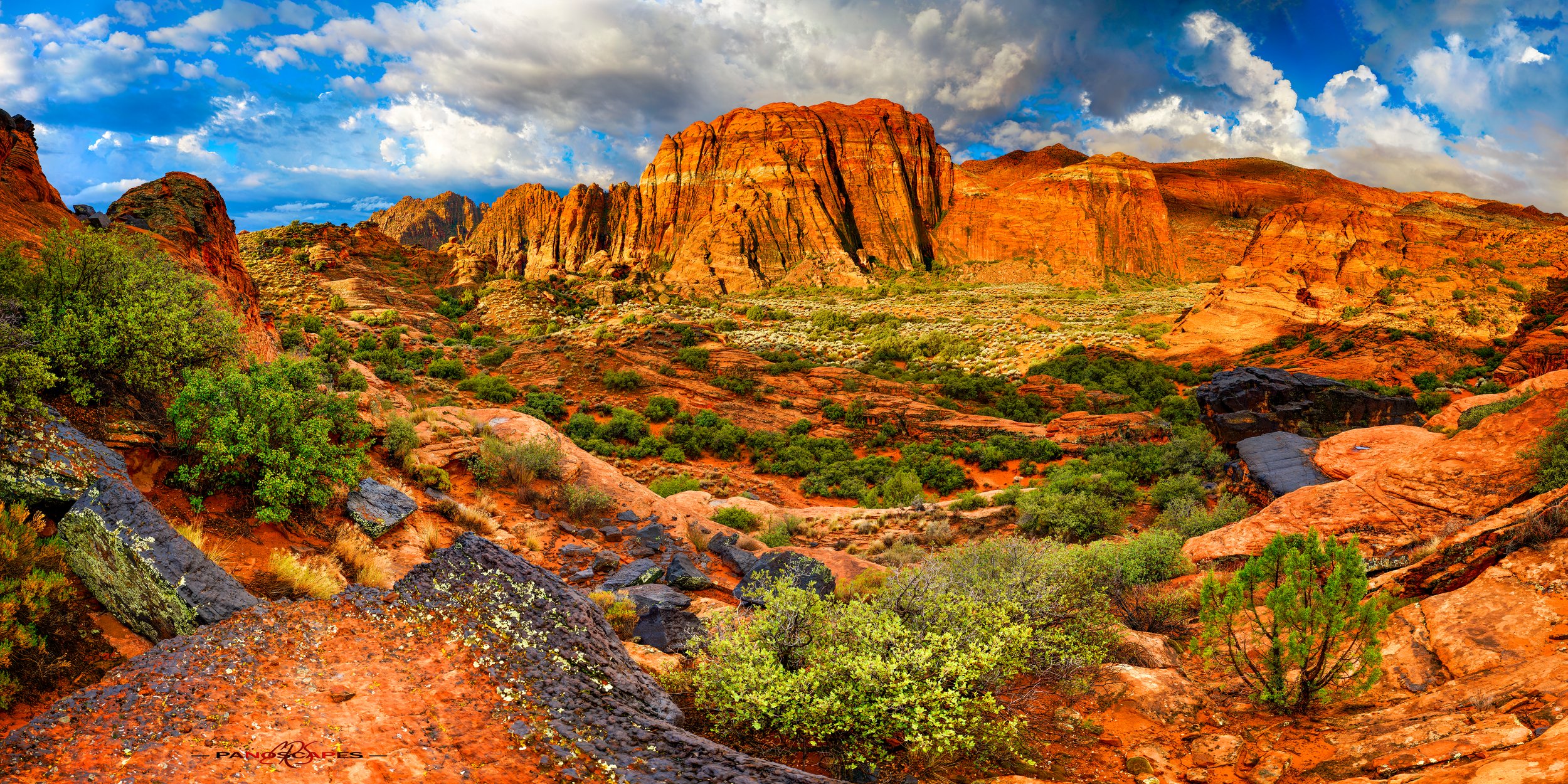 Monsoon Sunrise Over Snow Canyon Lava Fields by Edwin R Schottstaedt 