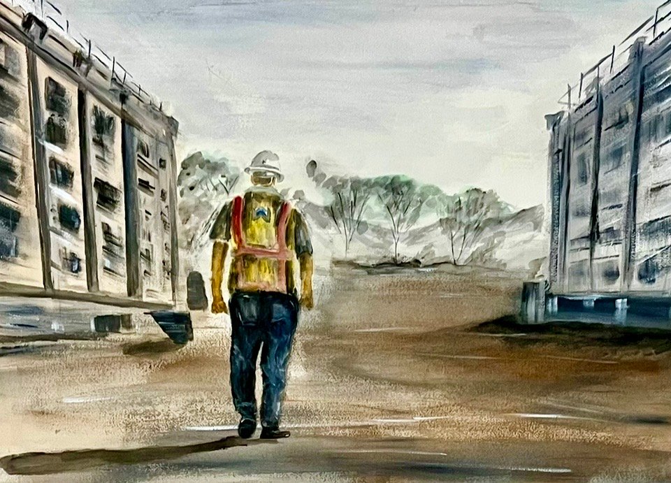 Worker on a construction site by Oscars Art 