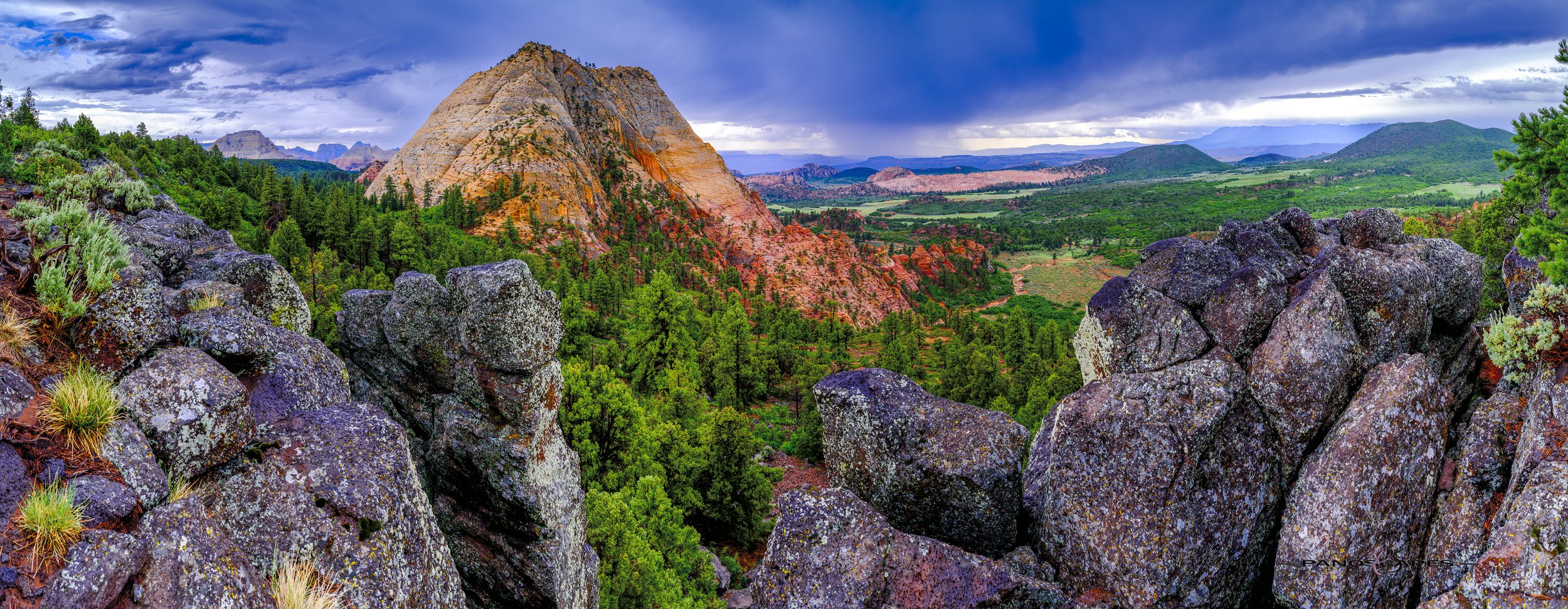Black Lava Rocks and Pine Valley Peak After the Storm by Edwin R Schottstaedt 
