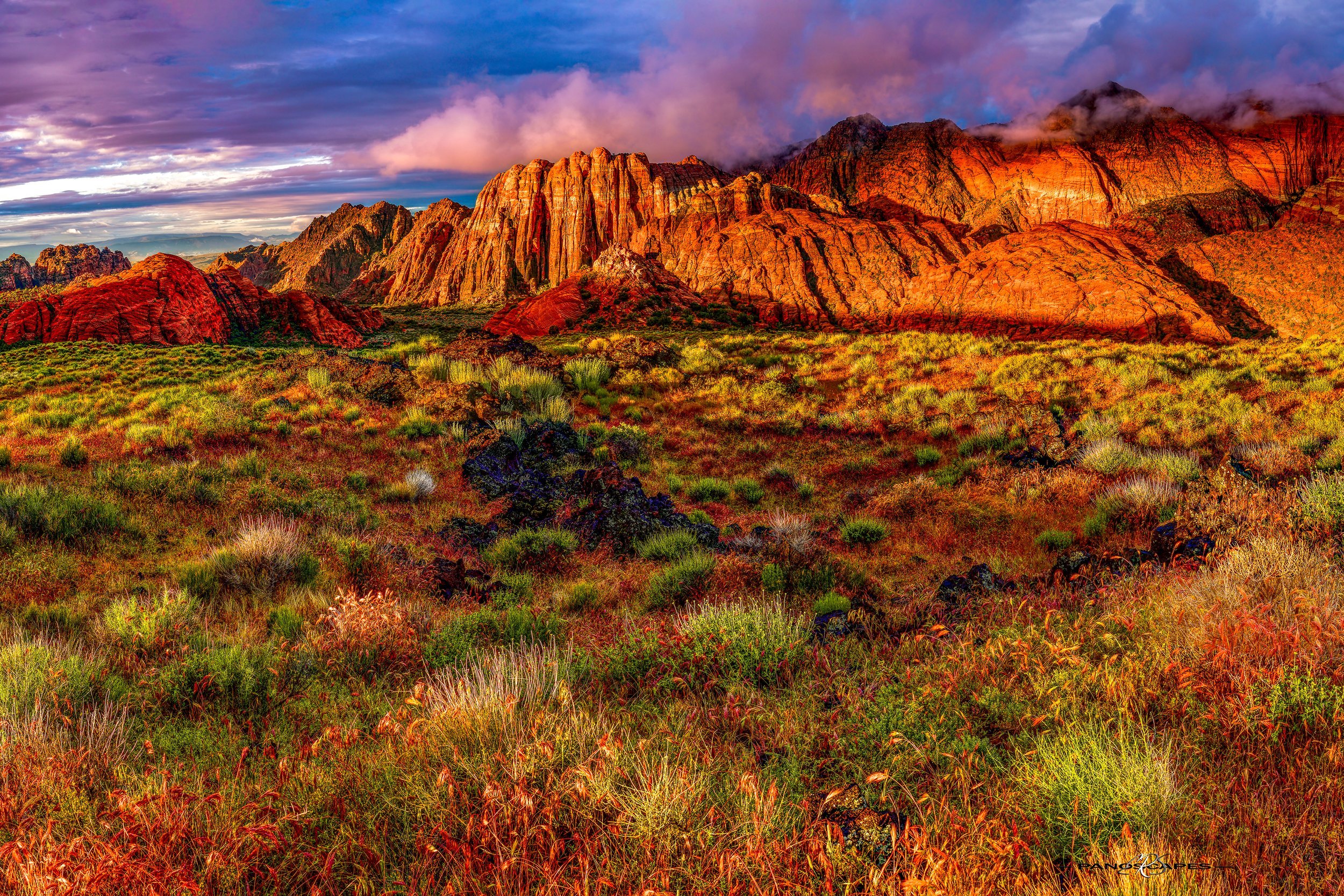Sunrise Over Snow Canyon by Edwin R Schottstaedt 